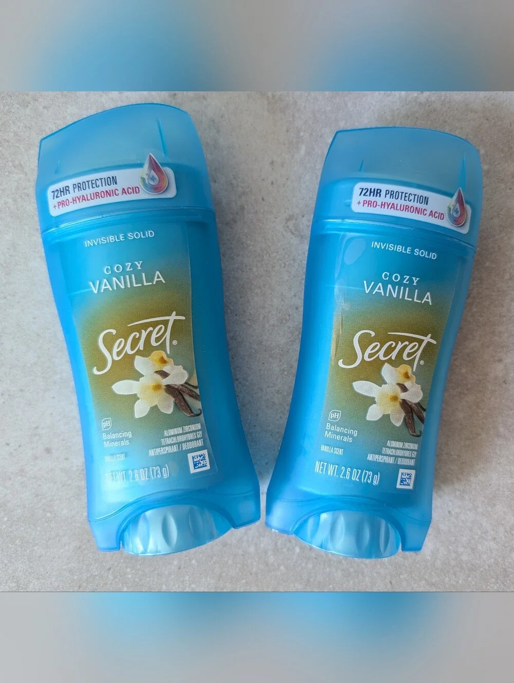NEW Secret Cozy Vanilla Invisible Solid Antiperspirant Deodorant - 2 Pcs